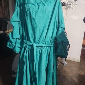 New Without Tag Ashley Steward Chic Teal Long Sleeve Dress Size 30 32